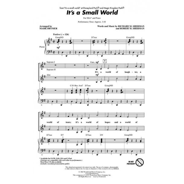 Its A Small World (Brymer) Ssa Chor