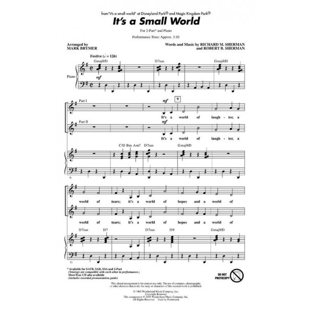 Its A Small World (Brymer) 2pt Chor