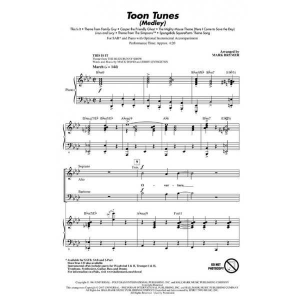 Toon Tunes (Arr. Brymer) (SAB)