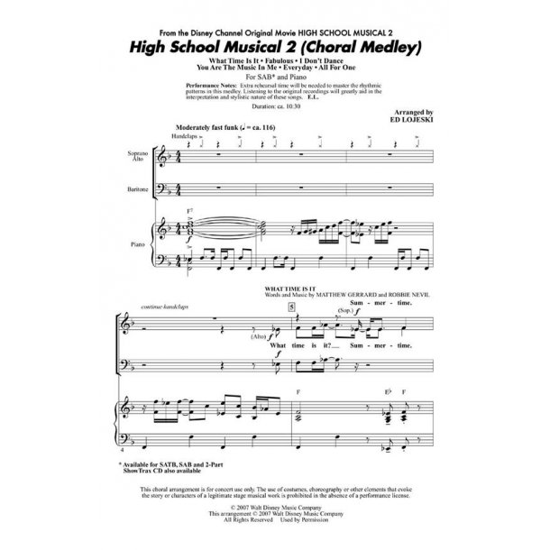 High School Musical 2 - Choral Medley (SAB)