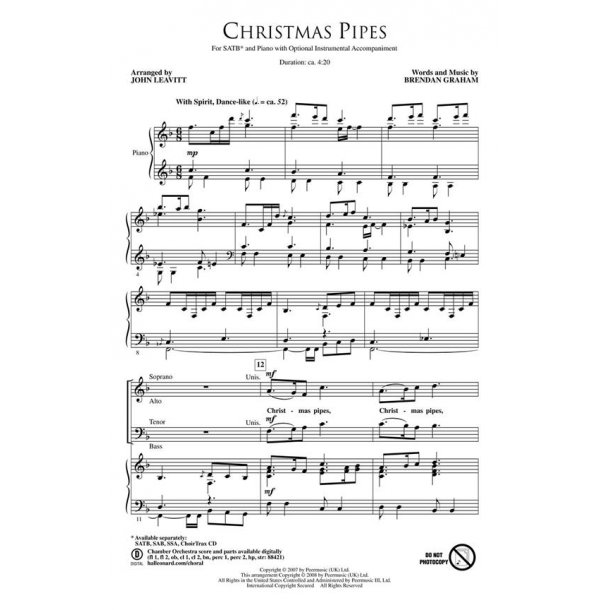 Brendan Graham: Christmas Pipes (arr. Leavitt) - Instrumental Pak