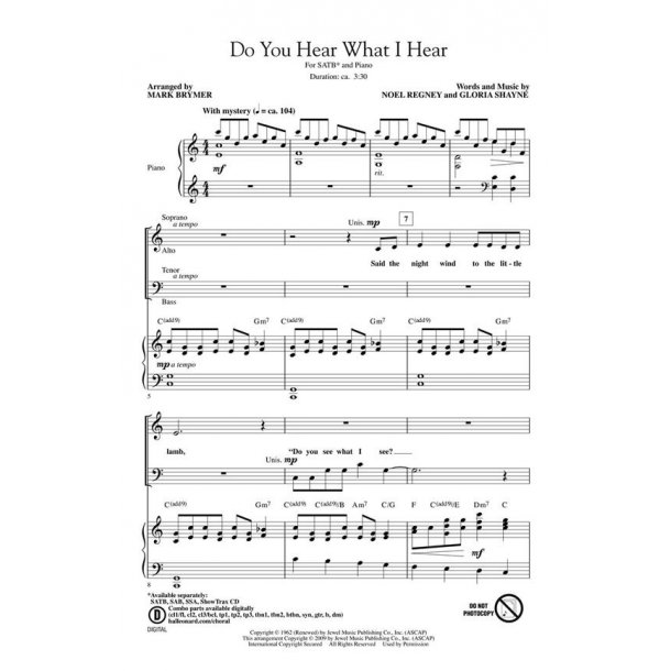 Do You Hear What I Hear (Arr. Brymer) (ShowTrax CD)