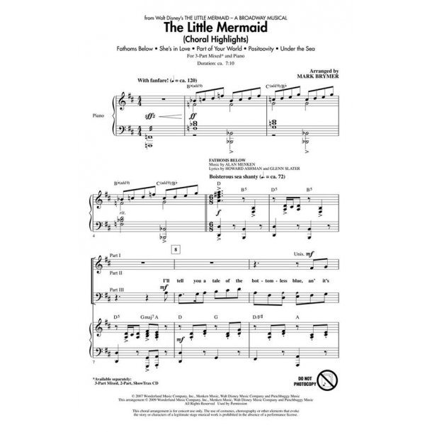 Alan Menken: The Little Mermaid (Choral Highlights) (Arr. Brymer) (ShowTrax CD)