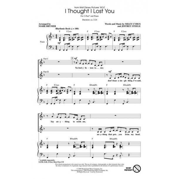 John Powell: I Thought I Lost You (From 'Bolt') (Arr. Brymer) (2-Part)