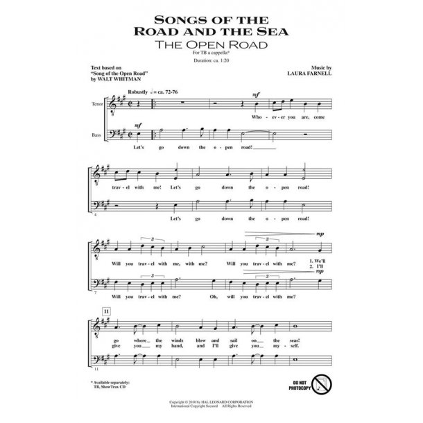 Songs of the Road and the Sea : A Collection for Tenor/Bass Choir