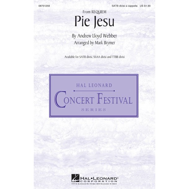 Lloyd Webber Andrew Pie Jesu From Requiem (Brymer) Satb Div A Cappella