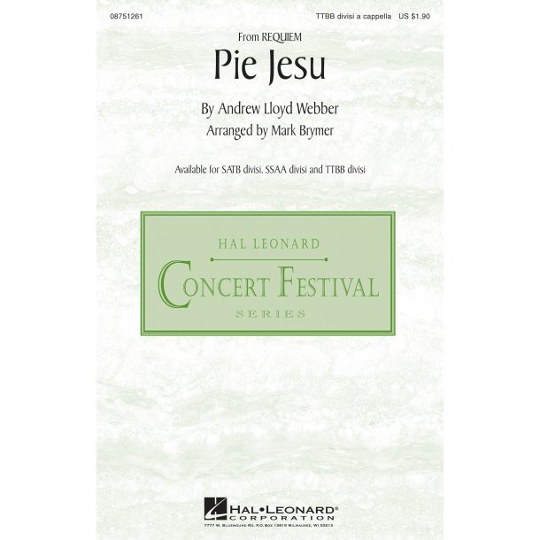 Lloyd Webber Andrew Pie Jesu From Requiem (Brymer) Ttbb Div A Cappella