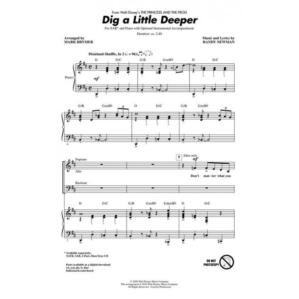 Randy Newman: Dig a Little Deeper (From Disney's 'The Princess And The Frog') (Arr. Brymer) (SAB)