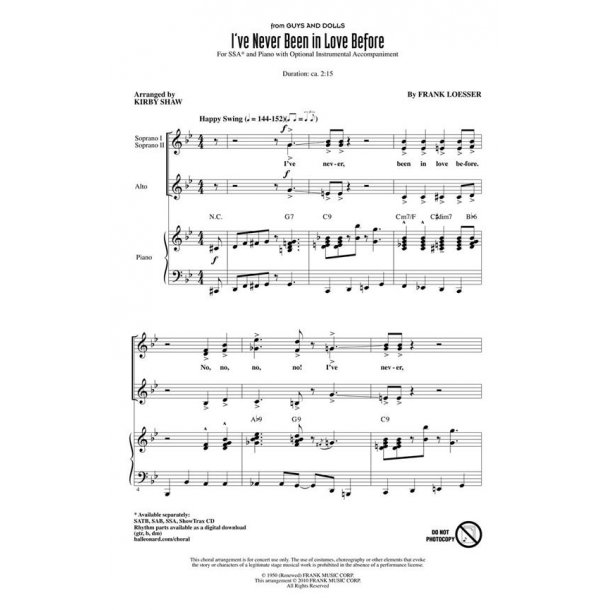 I've Never Been in Love Before : from Guys and Dolls