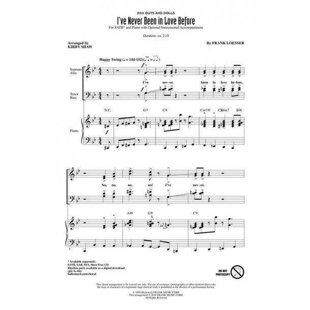 I've Never Been in Love Before : from Guys and Dolls