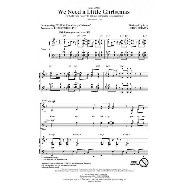 We Need a Little Christmas : with We Wish You a Merry Christmas