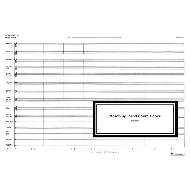 Marching Band Score Paper