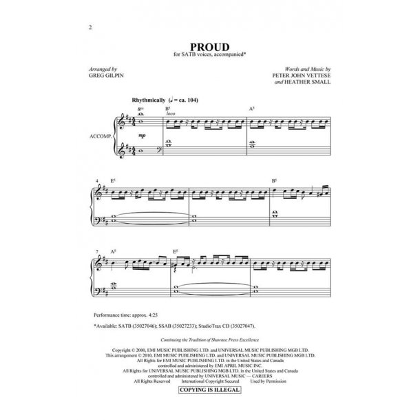 VETTESE P/SMALL H PROUD (GILPIN GREG) STUDIO TRAX CD