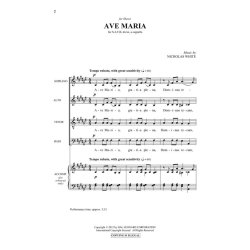 WHITE NICHOLAS AVE MARIA SATB DIV ACAPELLA CHOR