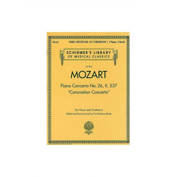 W.A Mozart: Piano Concerto No.26 In D 'Coronation' K.537 (2 Piano Score)