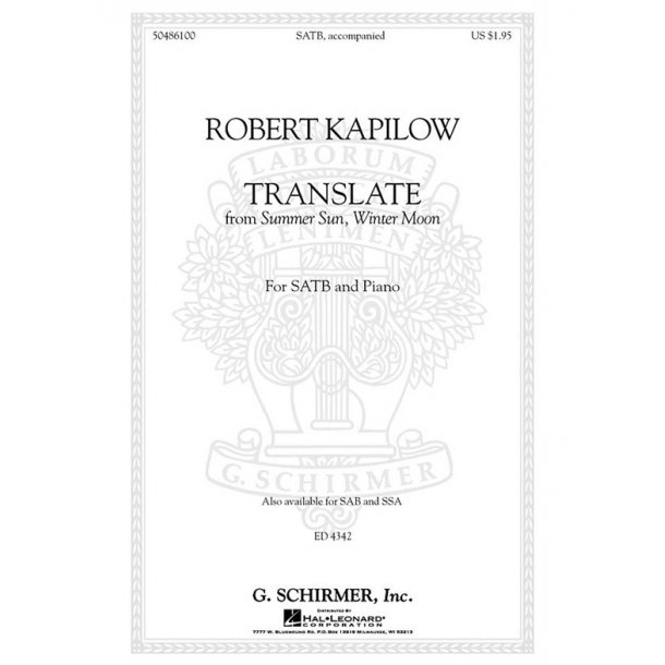 Robert Kapilow: Translate (From Summer Sun, Winter Moon)