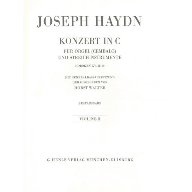 Franz Joseph Haydn: Concerto for Organ (Harpsichord) with String instruments C major Hob. XVIII:10 (First Edition)