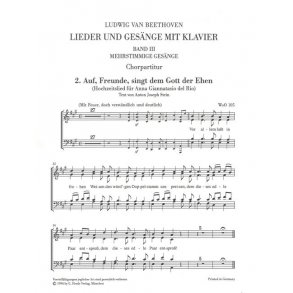 Ludwig van Beethoven: Choral Score to Complete Songs for Voice and Piano Volume III