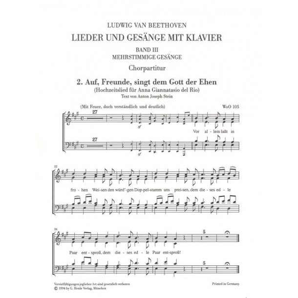 Ludwig van Beethoven: Choral Score to Complete Songs for Voice and Piano Volume III