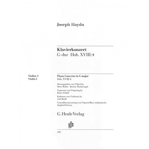 Franz Joseph Haydn: Concerto for Piano (Harpsichord) and Orchestra G major Hob. XVIII:4