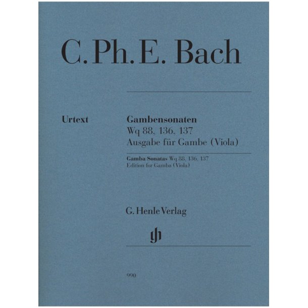 C.P.E. Bach: Gamba Sonatas Wq 88, 136, 137, Edition for Gamba (Viola)