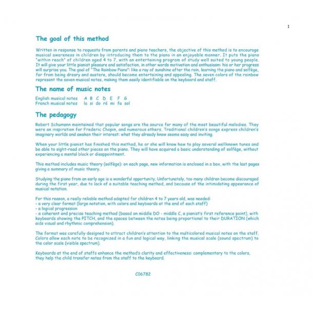 Muller-Simmerling Chantal Rainbow Piano Method For Children Piano Book