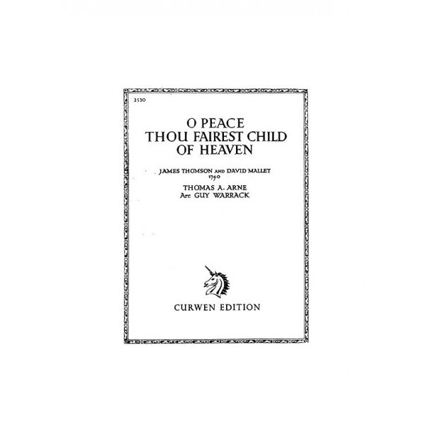 Arne, T O Peace Thou Fairest Child Of Heaven Voice/Piano