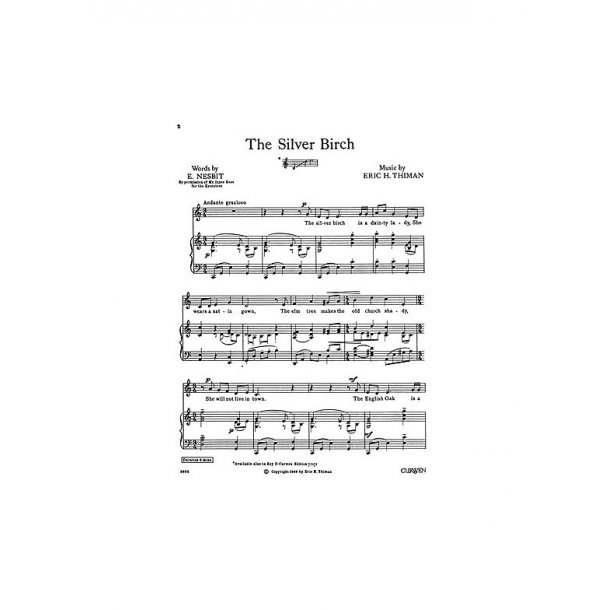Thiman, E The Silver Birch Voice And Piano