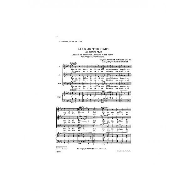 Novello, V Like As The Hart Sab