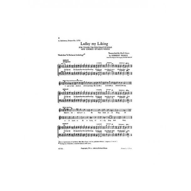 Holst Lullay My Liking Ttbb