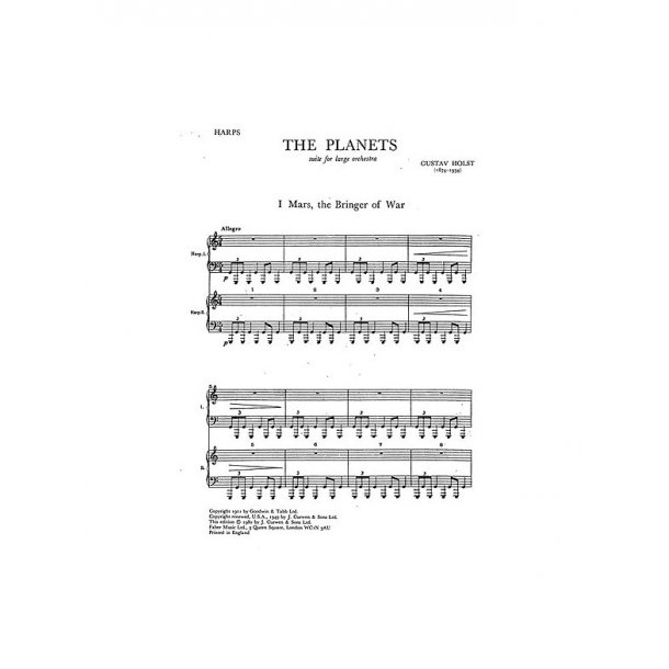 Holst  The Planets  Harps 1 And 2 Orchestral Part