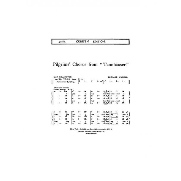 Wagner, R Pilgrims Chorus From Tannhauser Ttbb (Tonic)