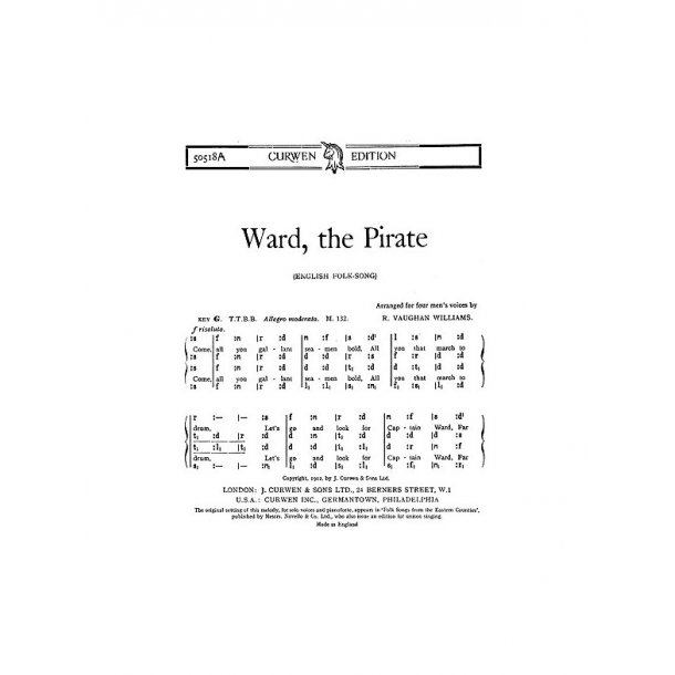 Ralph Vaughan Williams: Ward The Pirate (TTBB Tonic Sol-Fa)