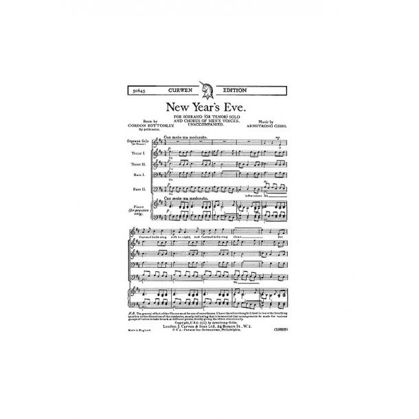 Armstrong Gibbs News Year's Eve S(Or T)/Ttbb Unaccompanied