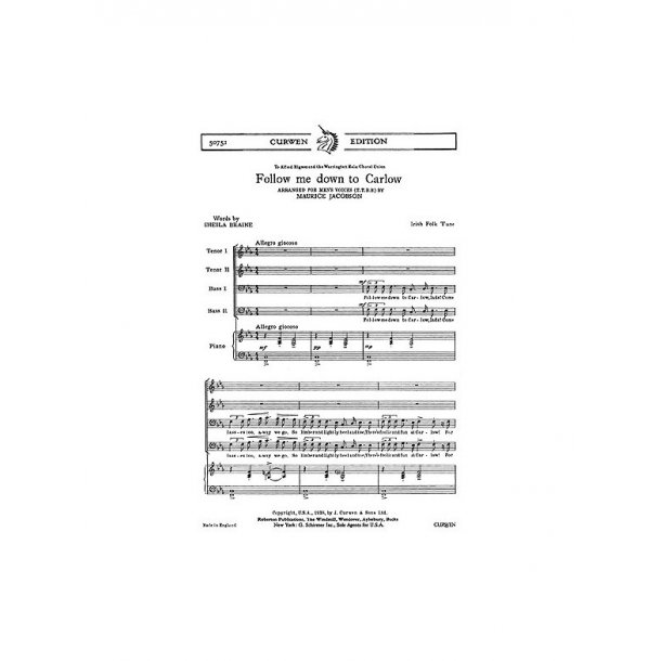 Jacobson, M Follow Me Down To Carlow Ttbb/Piano