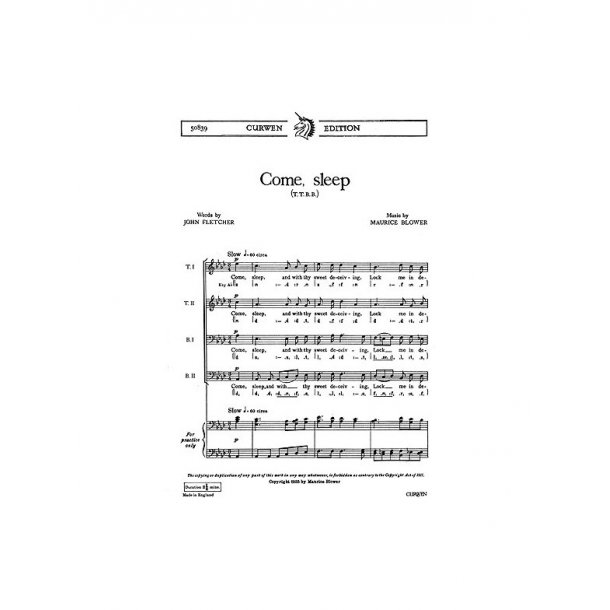 Blower, M Come, Sleep Ttbb/Piano