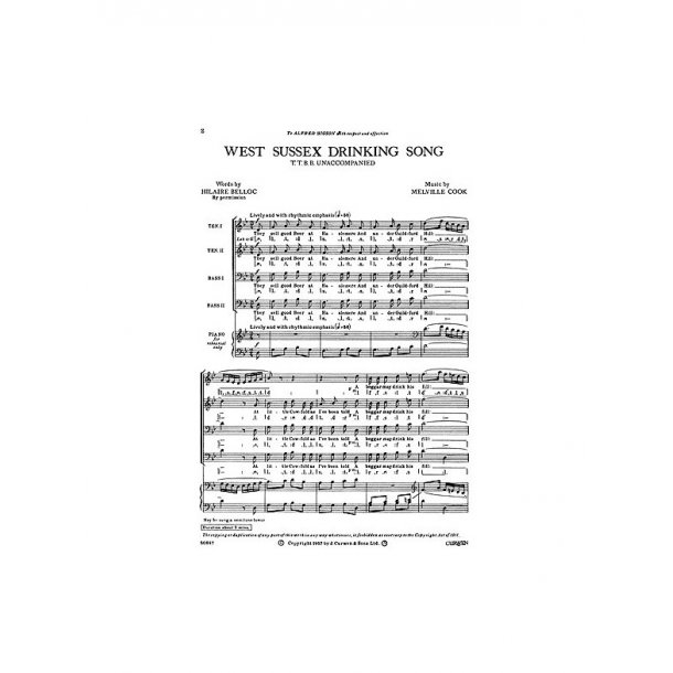 Cook, M West Sussex Drinking Song Ttbb