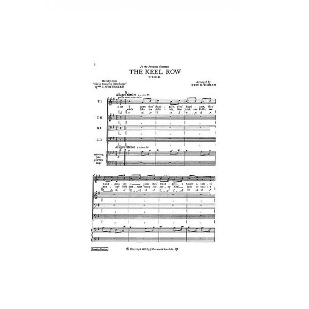 Thiman, E The Keel Row Ttbb/Piano