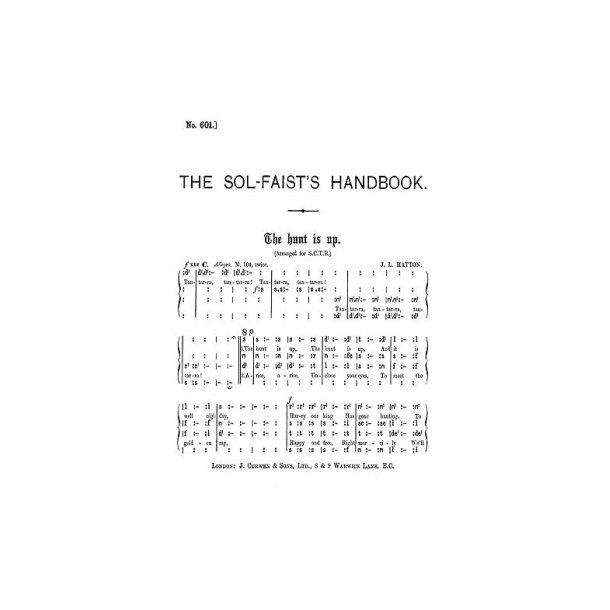 Hatton The Hunt Is Up Satb Tonic Solfa