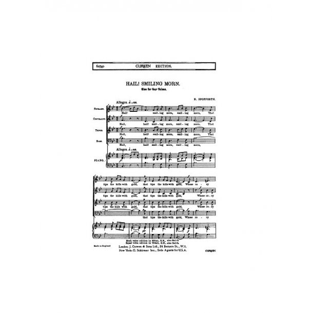 Spofforth Hail Smiling Morn Satb