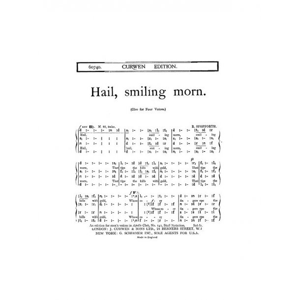 Spofforth Hail Smiling Morn Satb Ton