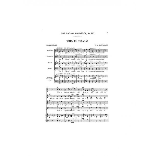 Macfarren Who Is Sylvia? Satb