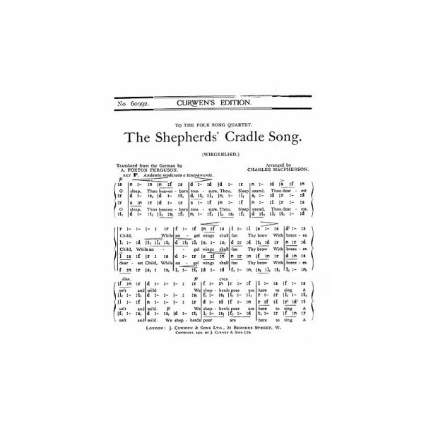 Macpherson The Shepherds'cradle Song Satb Tonic Solfa