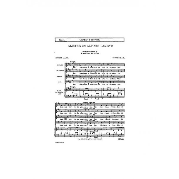 Ralph Vaughan Williams: Alister McAlpine's Lament (SATB)