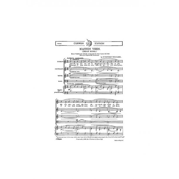 Vaughan Williams, R Mannin Veen Satb/Piano