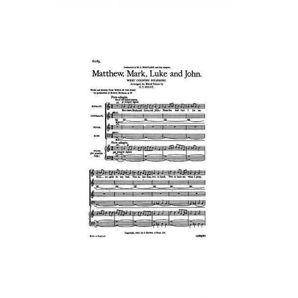 Holst, G Matthew, Mark, Luke And John Satb/Piano