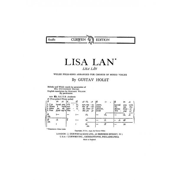 Gustav Holst: Lisa Lan (SATB)