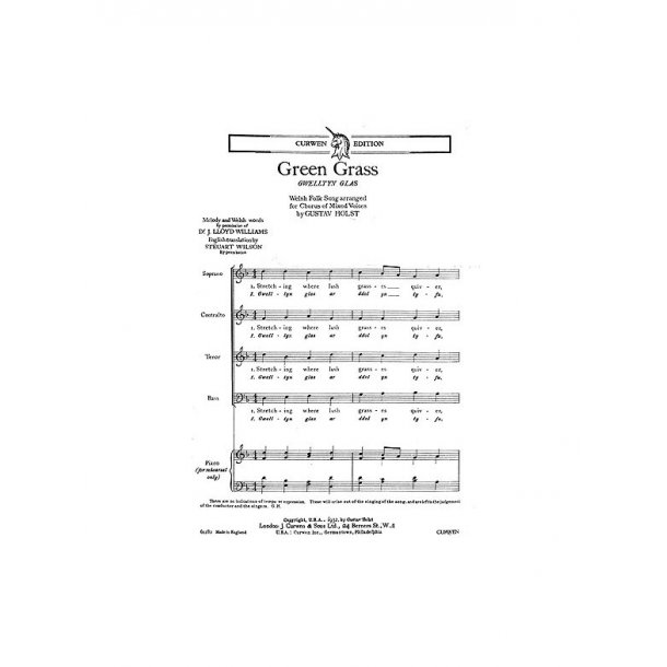 Holst, G Green Grass Satb And Piano (Rehearsal Only)