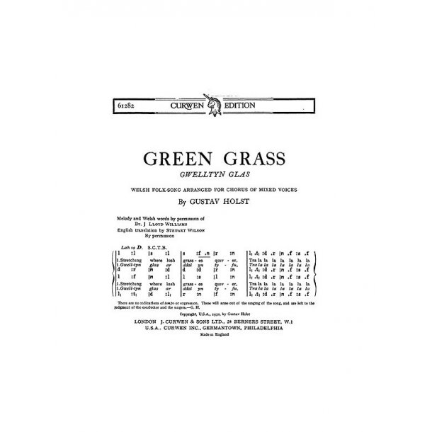 Holst Green Grass Satb Tonic Solfa