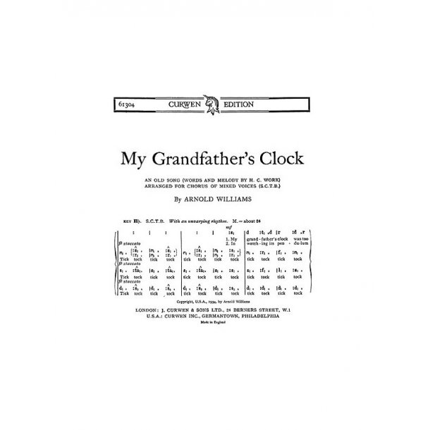 Williams Grandfathers Clock Satb Ton